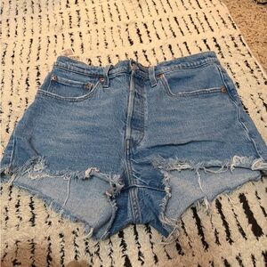 Levi's Light Blue Distressed Jean Shorts